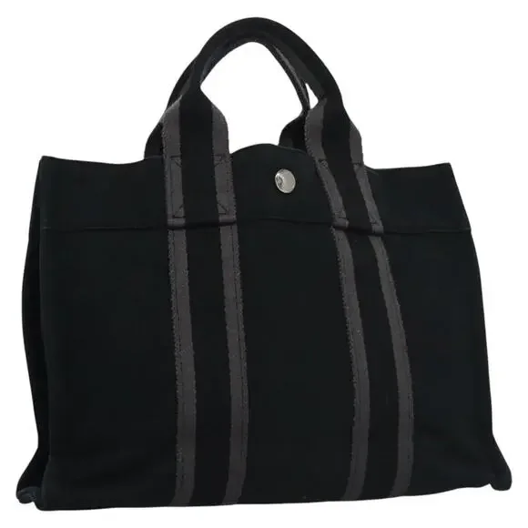 HERMES Fourre Tout PM Hand Bag Canvas Black